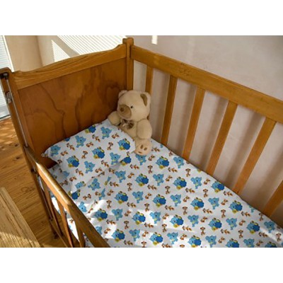 Комплект детского постельного белья Слоники голубого цвета фланель(байка)