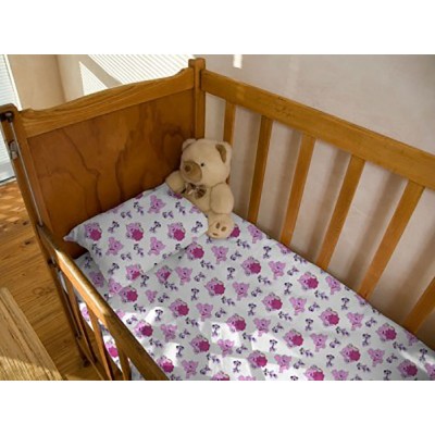 Комплект детского постельного белья Слоники розового цвета фланель(байка)
