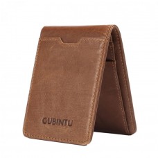 Мужской кошелек Gubintu QA коричневый натуральная кожа ручная работа