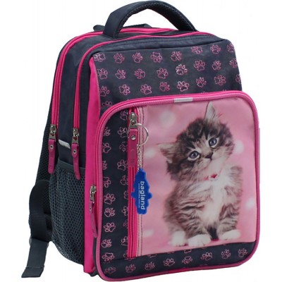 Школьный рюкзак Лира розовый с котенком