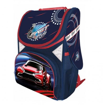 Школьный рюкзак для мальчиков каркасный Class Fast Racing синий размер 340x140x260 Чехия