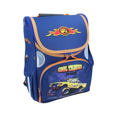 Школьный каркасный рюкзак для мальчиков Rainbow Trucks синий размер 340x140x250