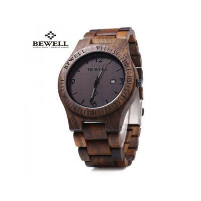 Мужские бамбуковые часы Bewell Dark Walnut