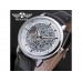 Мужские механические часы Winner Skeleton Silver с черным ремешком