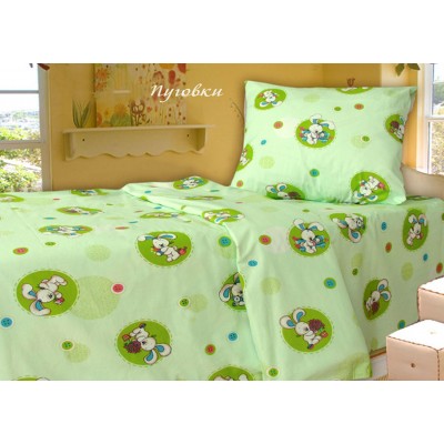 Комплект детского постельного белья Пуговки зеленые бязь белорусская