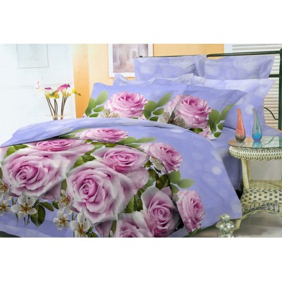 Комплект постельного белья Розы на голубом микросатин 