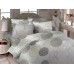 Комплект постельного белья Круги серые евро размер сатин люкс